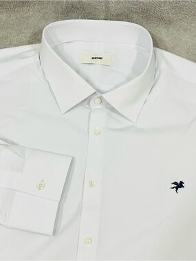 Sene Studio Breeze Tech Spread Shirt, White Men's XL Performance Stretch